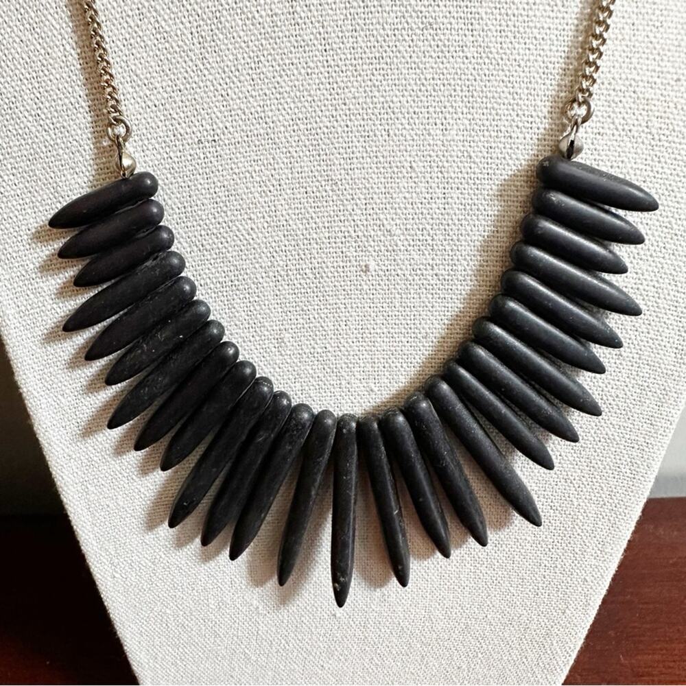 Robyn Rhodes Necklace Esta Black Spike Chain Casual Choker Bib Bohemian Boho